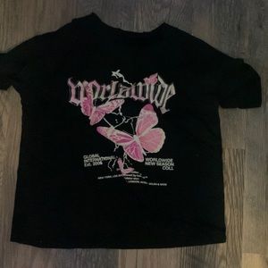 Shein black and pink butterflys tee